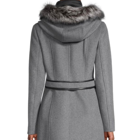 Sofia & Kyo Charlena Fox Fur-Trim, Wool-Blend Coat - Picture 2 of 9